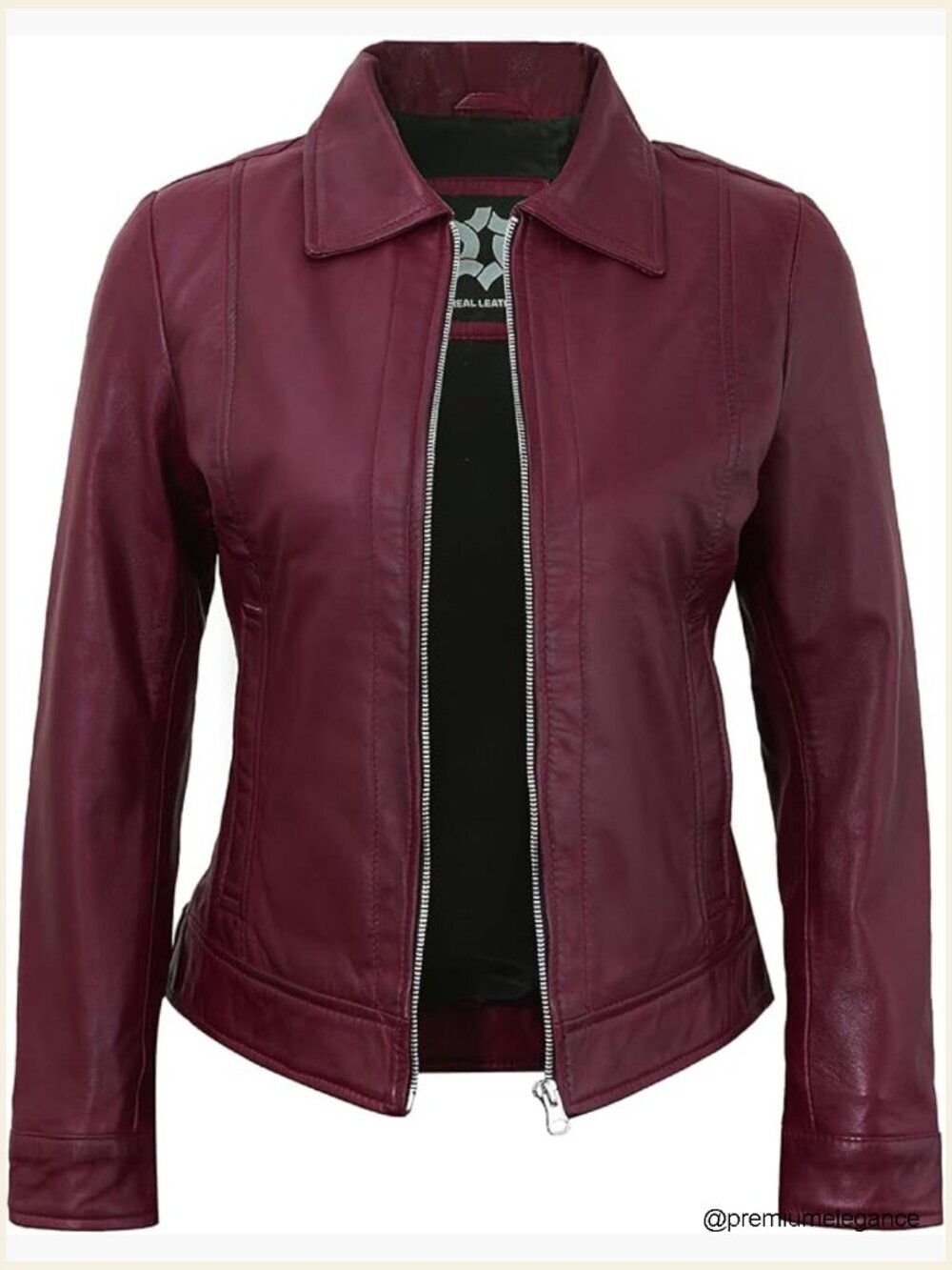 Vintage Real Lambskin Leather Jacket - Zipper Front Turn Down Collar